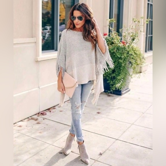 Vici Sweaters - Vici fringe poncho